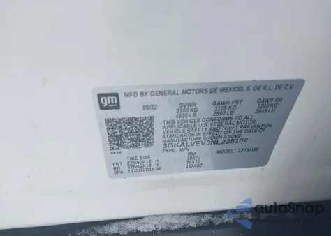 2022 GMC Terrain Awd Slt from USA, damaged, VIN 3GKALVEV3NL235102